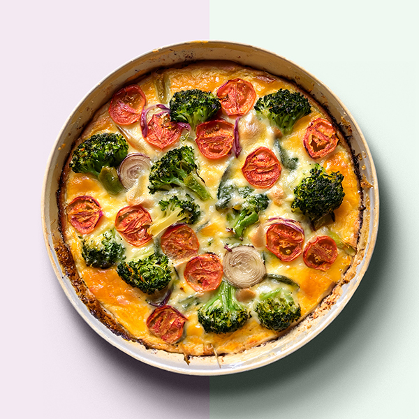 Fully baked vegetable quiche
