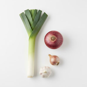 Onions, garlic, leeks, and shallots
