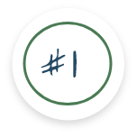 Number one icon inside a green circle.