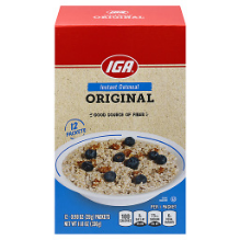 IGA Instant Oatmeal box with blueberries