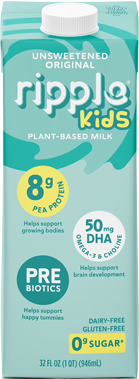 Ripple Kids plant-based milk carton with nutritional information