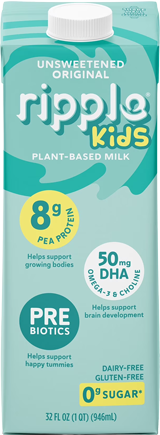 Ripple Kids plant-based milk carton with nutritional information