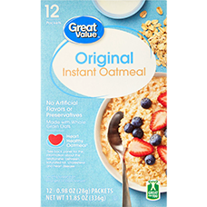 Box of Great Value Original Instant Oatmeal