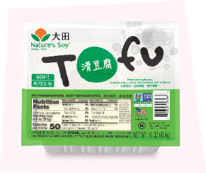 Package of Natures Soy soft tofu displayed